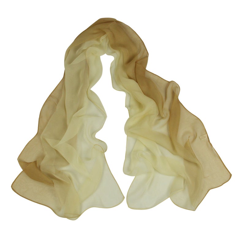 PANTONIGHT Long Chiffon Sheer Scarf Gradient - Pantonight Beige Shaded Colors Lightweight Scarf For Womens (Color 090) - Image 2